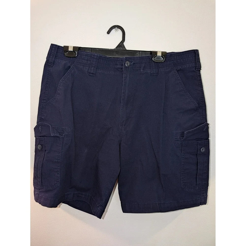 Ocean + Coast Mens Navy Blue Stretch Cargo Shorts Size 36 Vintage Utility Casual